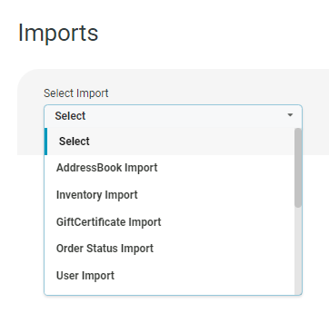 Store Level > Data > Imports – Commercio Orders Support